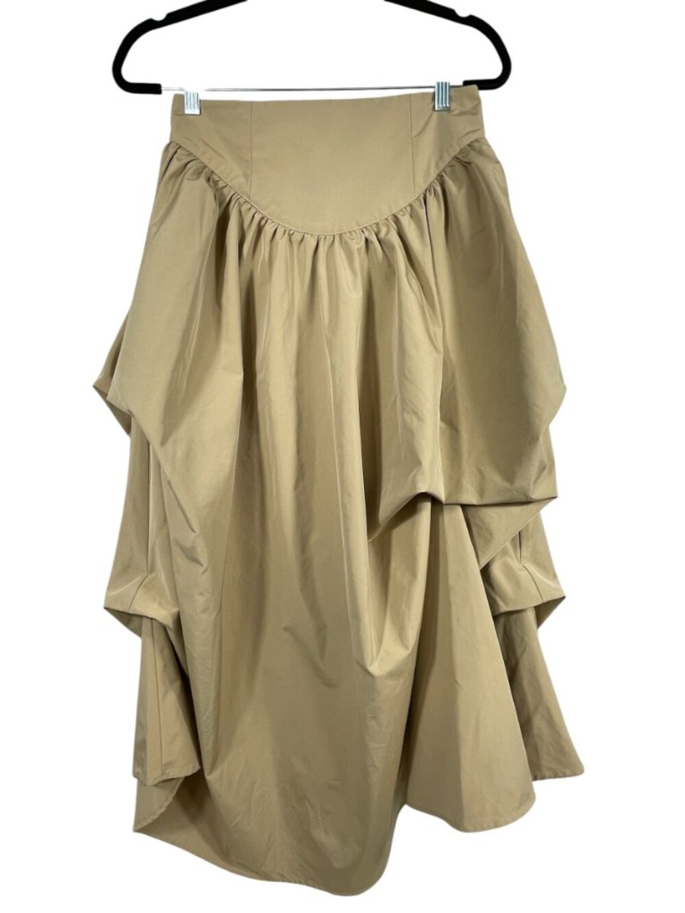 Cider Khaki Sculptural Bubble Midi Skirt Draped Avant Garde Architectural M NWOT - Picture 2 of 11